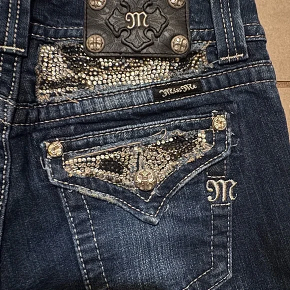 Miss Me Dark Indigo Bootcut Jeans with Fading - Picture 6 of 7